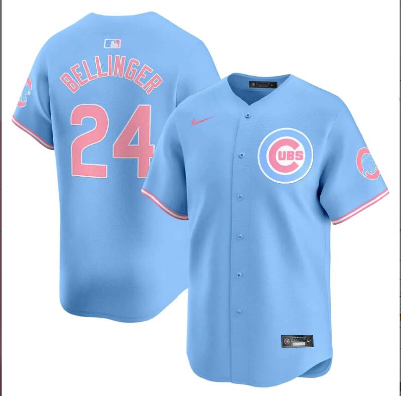Men Chicago Cubs #24 Bellinger pink blue 2024 Nike MLB jersey